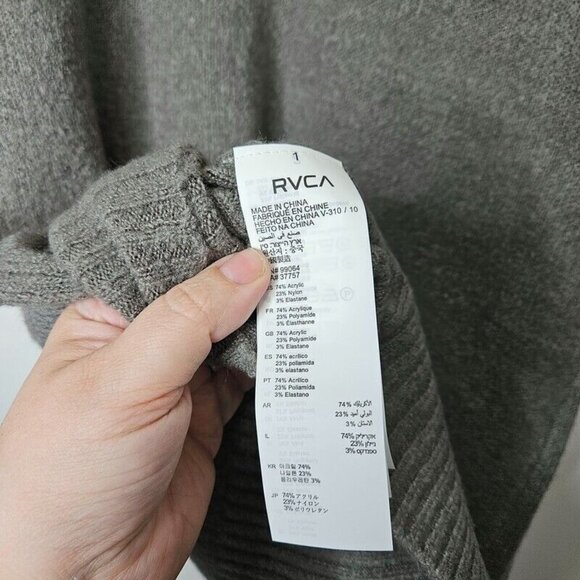 RVCA Quarts Sweater Dress XS Open Back‎ Gray Knit Shift LS Cross Strap NWT - Picture 4 of 8